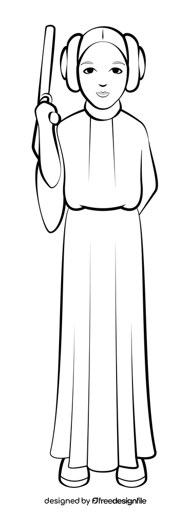 Princess leia drawing black and white clipart