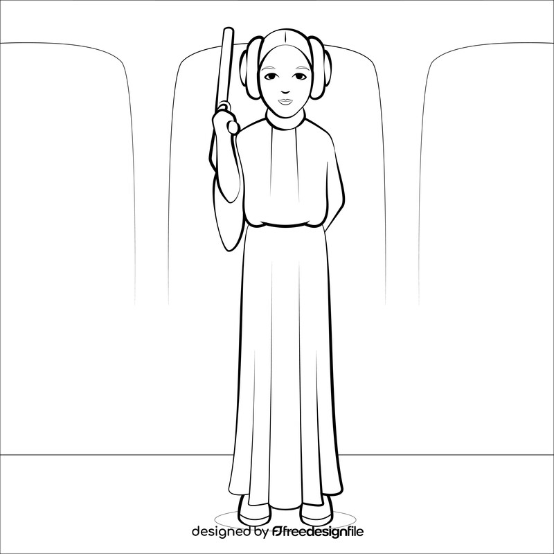 Princess leia drawing black and white vector