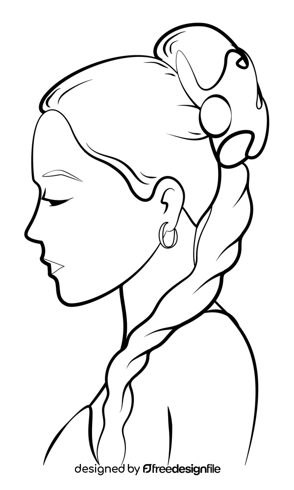 Princess leia black and white clipart