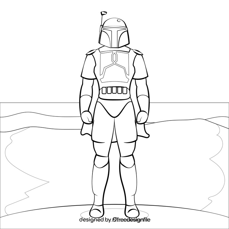 Star wars boba fett drawing black and white vector