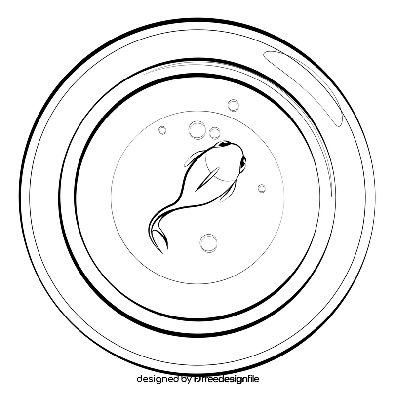 Fish bowl black and white clipart