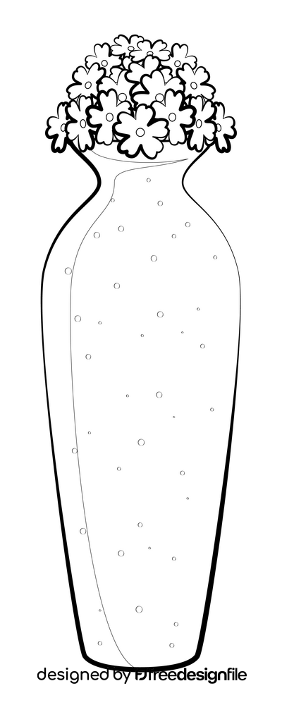 Flower vase drawing black and white clipart