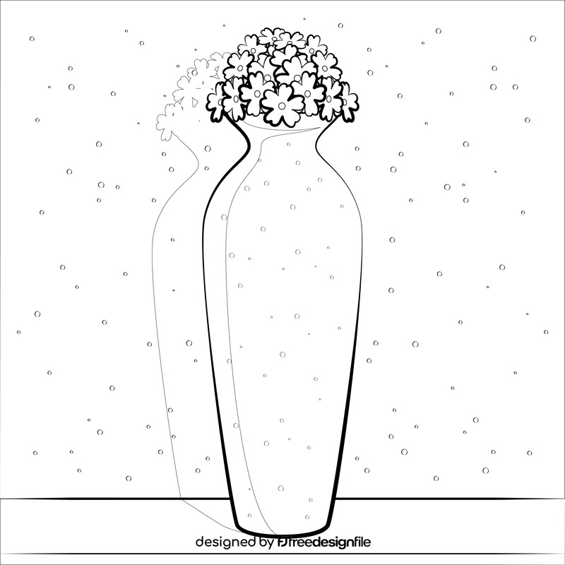 Flower vase drawing black and white vector