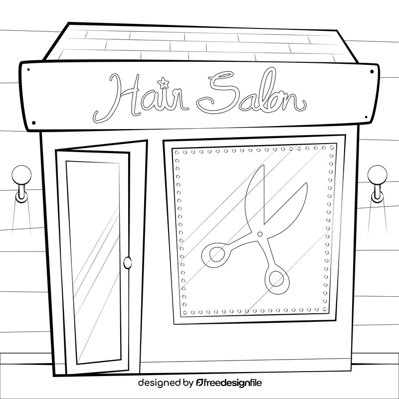 Hair salon drawing black and white vector