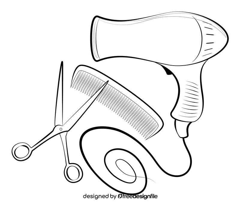 Hair salon drawing black and white clipart