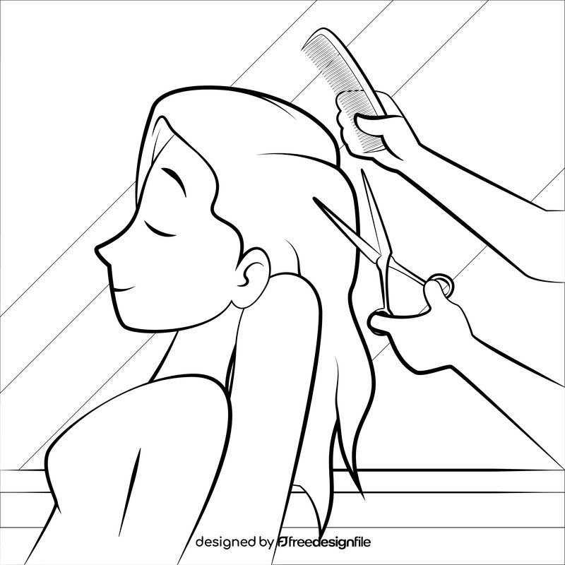 Hair salon drawing black and white vector