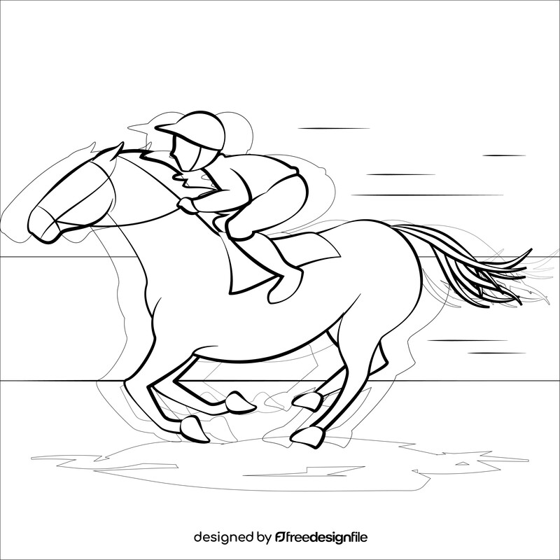 Horse Racing Jockey black and white vector