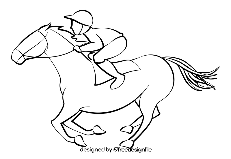 Horse Racing Jockey drawing black and white clipart