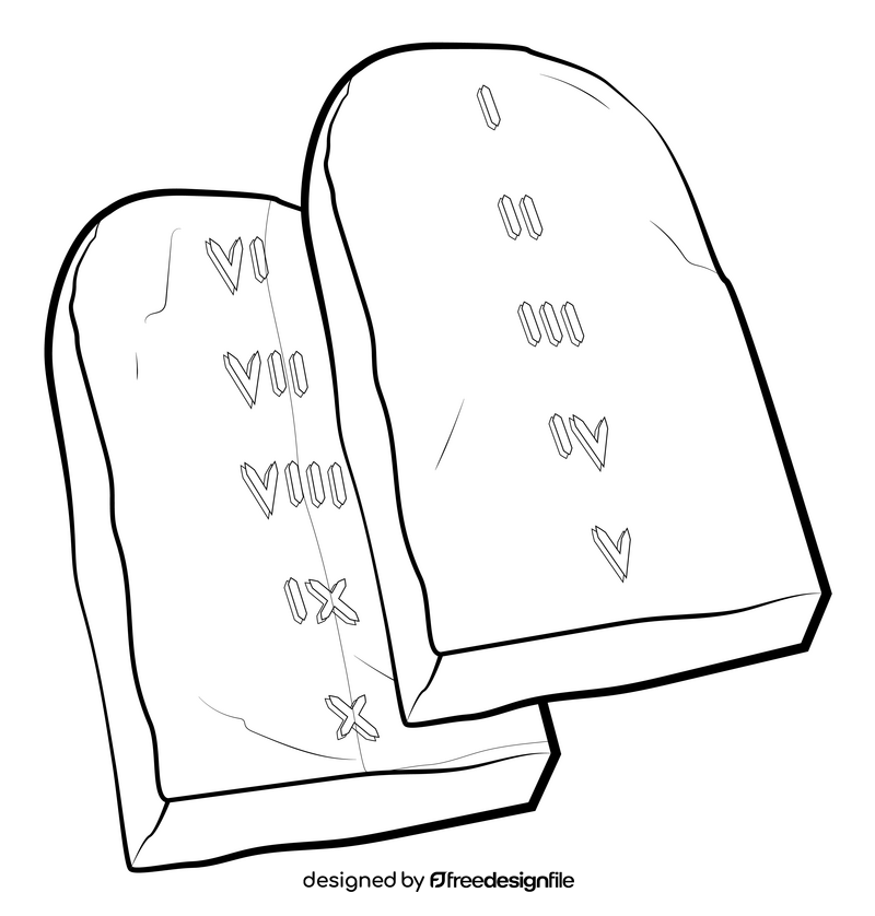 Ten commandments drawing black and white clipart