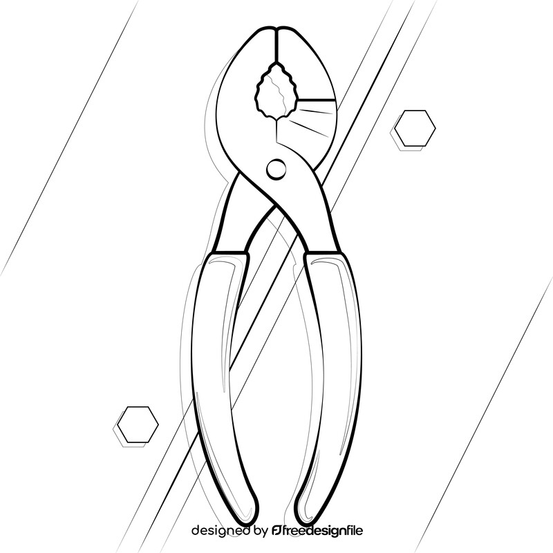 Pliers drawing black and white vector