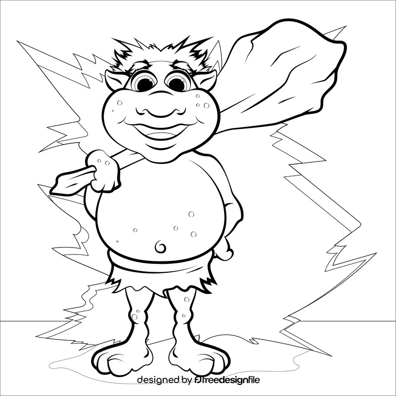 Troll drawing black and white vector