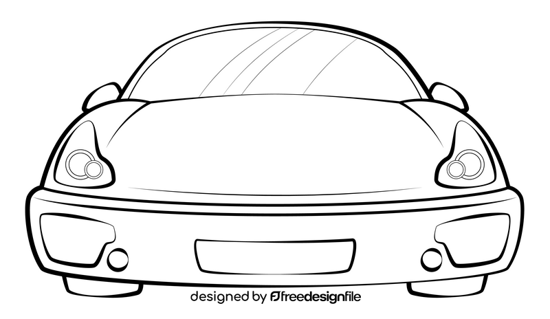 Sports car drawing black and white clipart