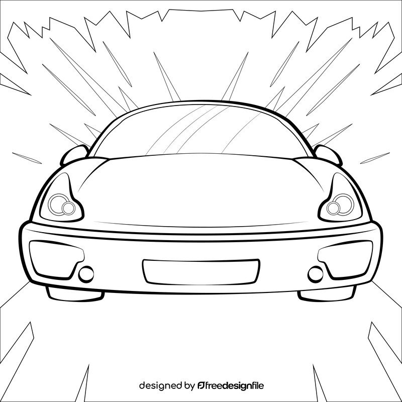 Sports car drawing outline black and white vector