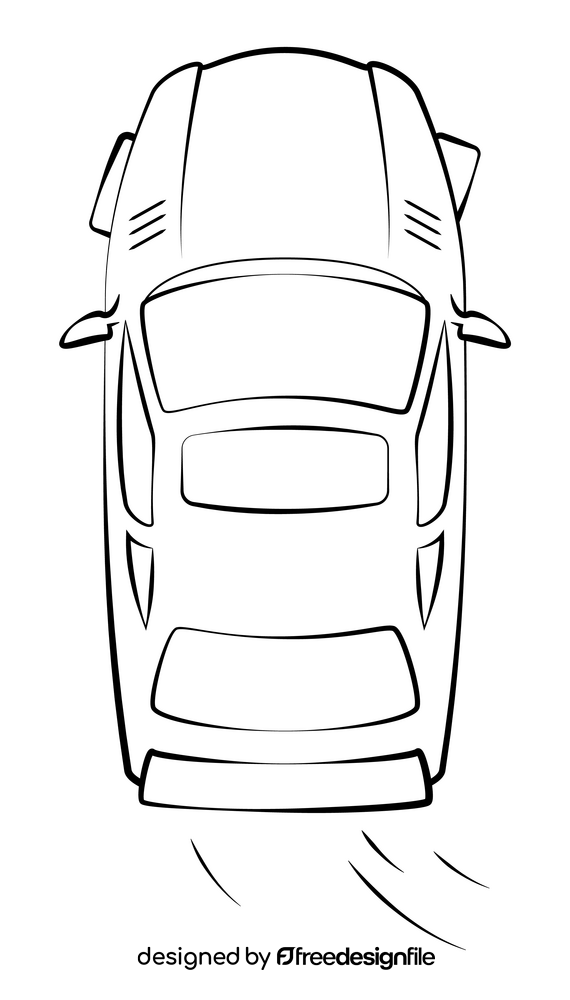 Sports car drawing black and white clipart