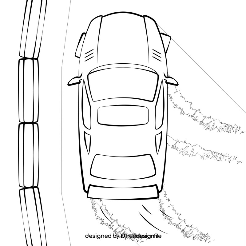 Sports car drawing black and white vector