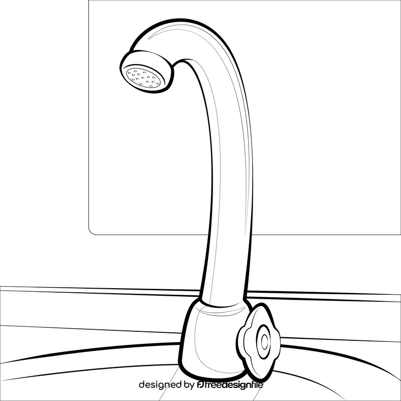 Faucet drawing black and white vector