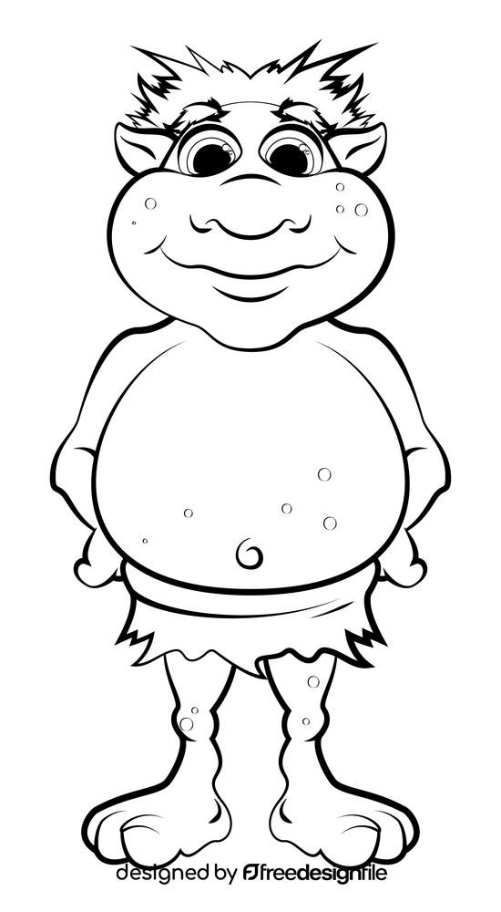 Troll drawing black and white clipart