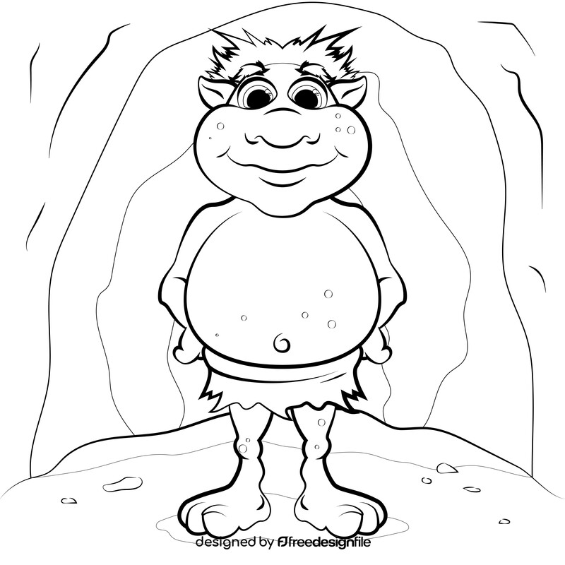 Troll drawing outline black and white vector