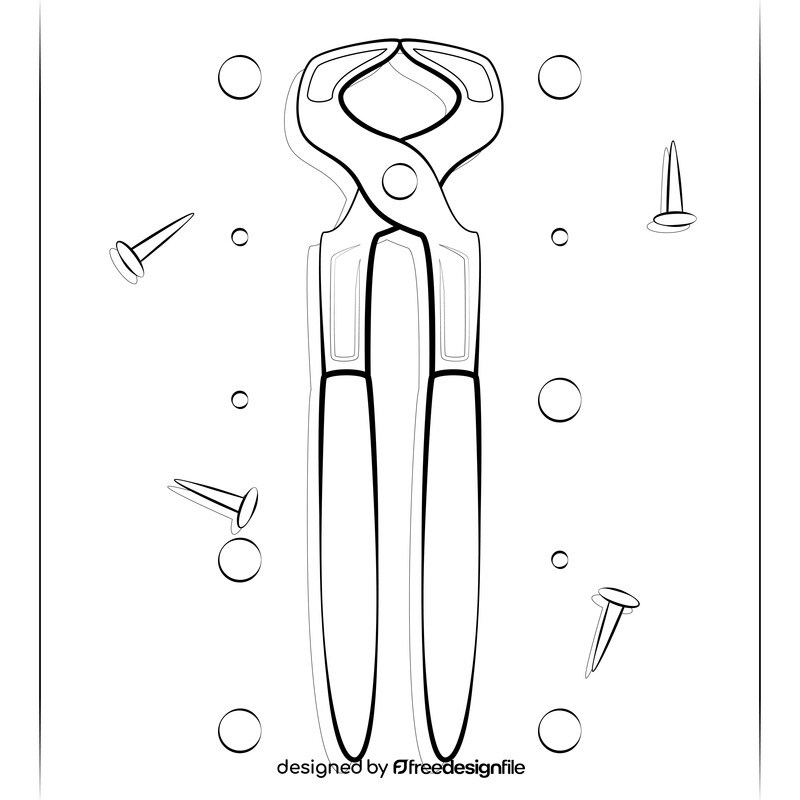 Pliers drawing black and white vector