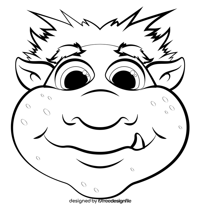 Troll drawing black and white clipart