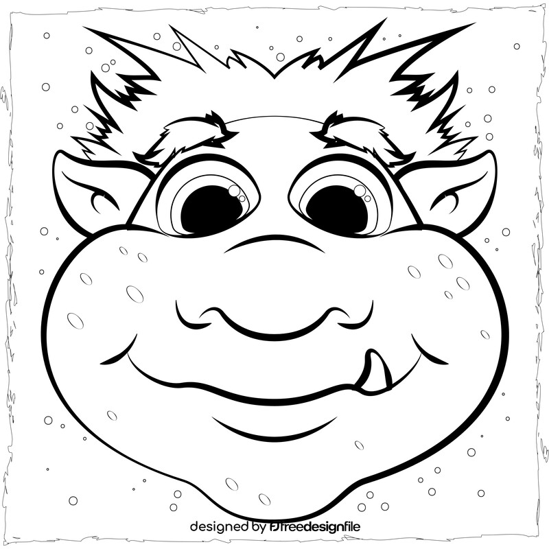 Troll drawing black and white vector