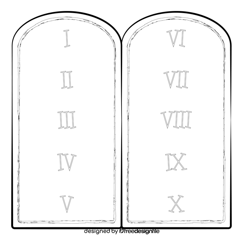 Ten commandments drawing black and white clipart