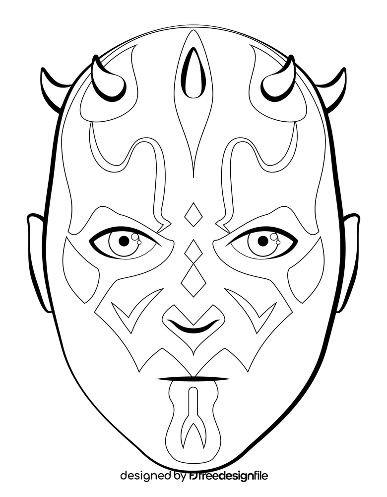 Darth maul drawing black and white clipart