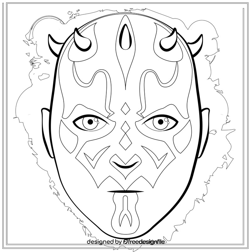 Darth maul drawing black and white vector