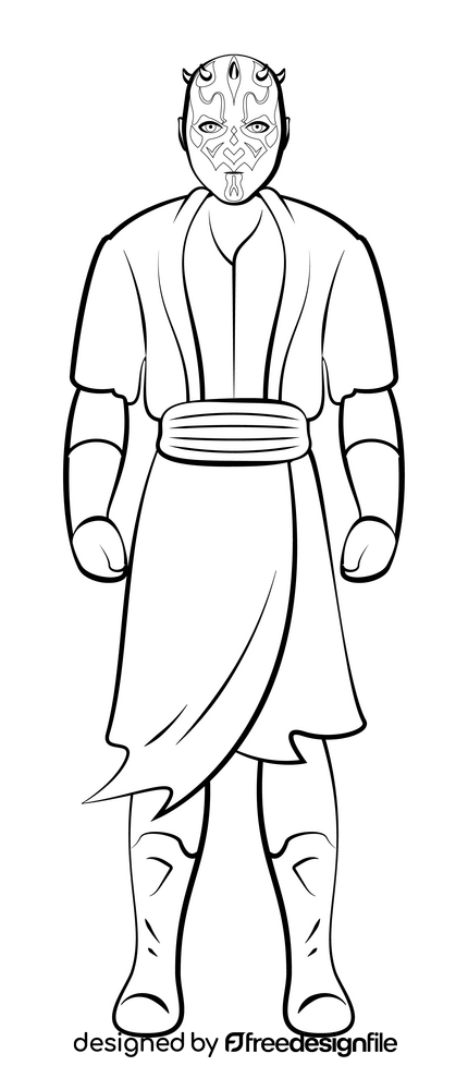 Star wards darth maul black and white clipart