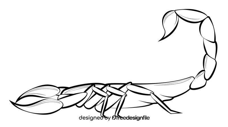 Scorpion drawing black and white clipart