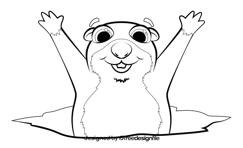 Groundhog day drawing black and white clipart