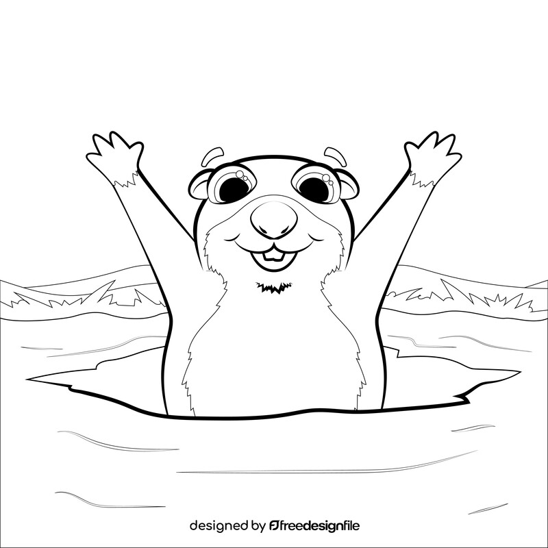 Groundhog day drawing outline black and white vector