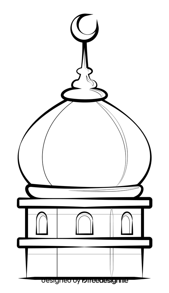 Mosque black and white clipart