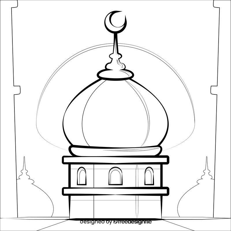 Mosque drawing black and white vector