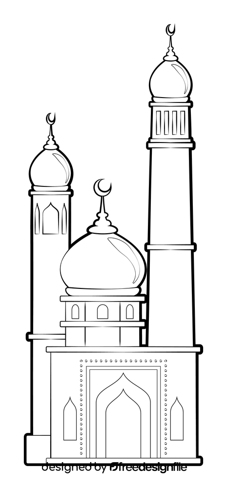 Mosque black and white clipart