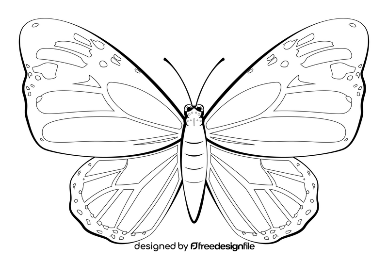 Monarch butterfly drawing black and white clipart