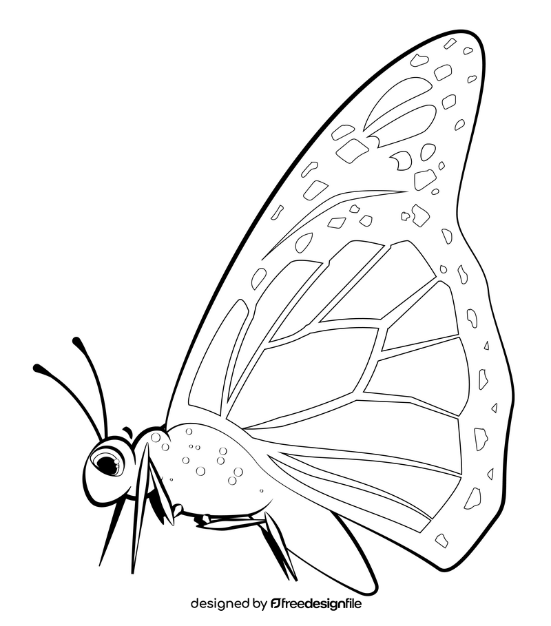 Monarch butterfly drawing black and white clipart