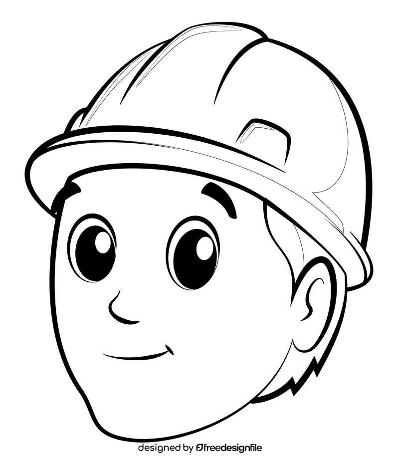 Builder drawing black and white clipart