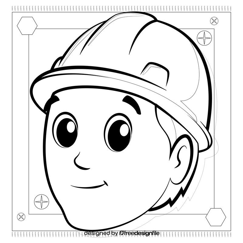 Builder drawing black and white vector