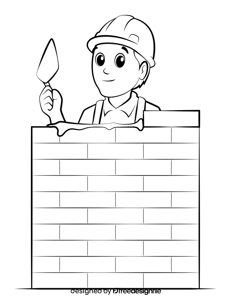 Builder drawing black and white clipart