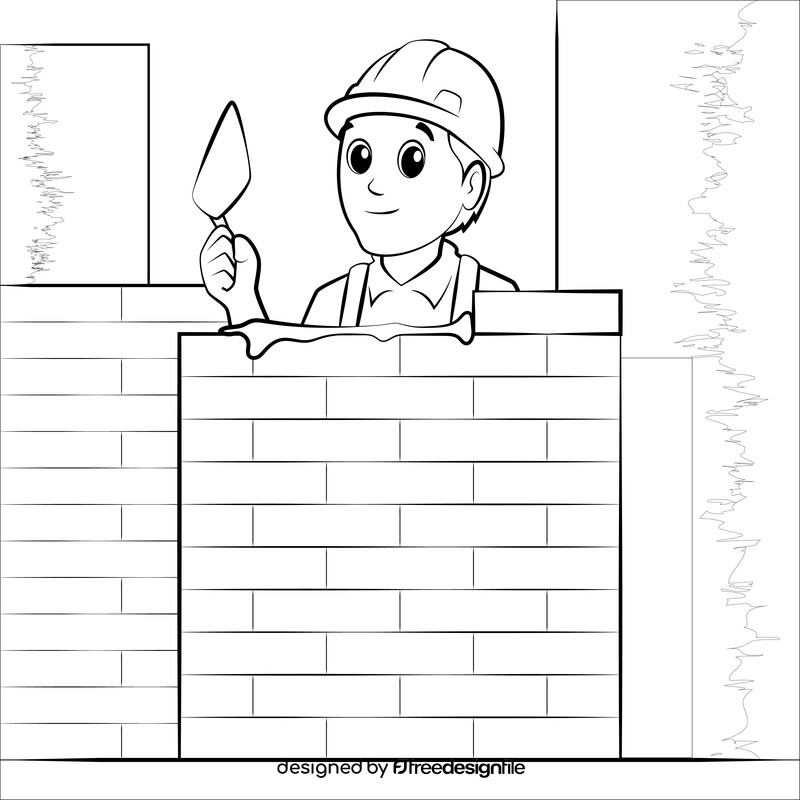 Builder drawing black and white vector