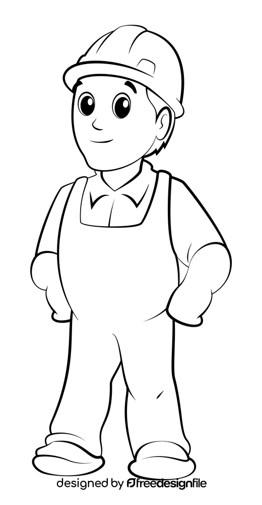 Builder black and white clipart