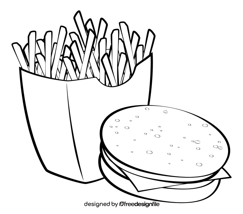 Junk food drawing black and white clipart