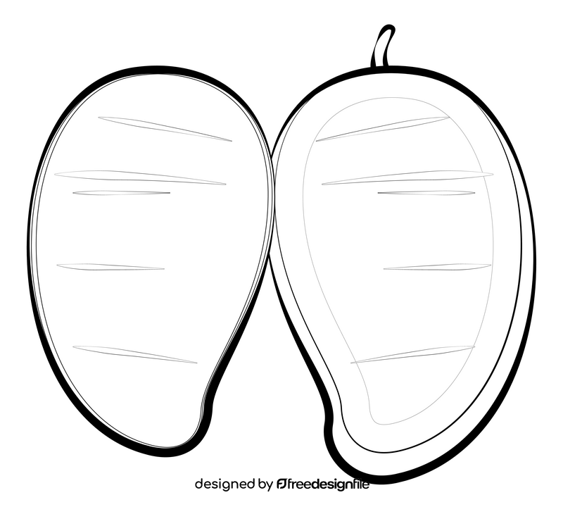 Mango fruit drawing black and white clipart