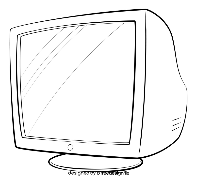 Monitor crt black and white clipart