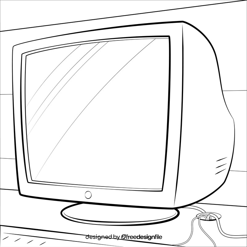 Monitor crt drawing black and white vector