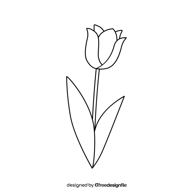 Tulip flower black and white clipart