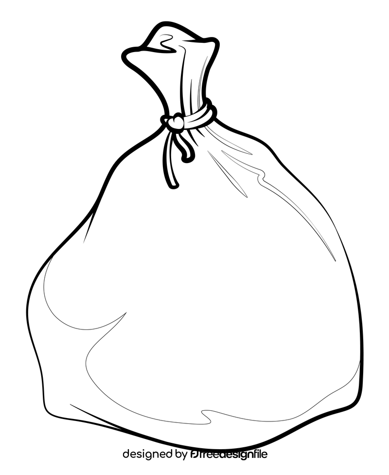 Garbage bag black and white clipart