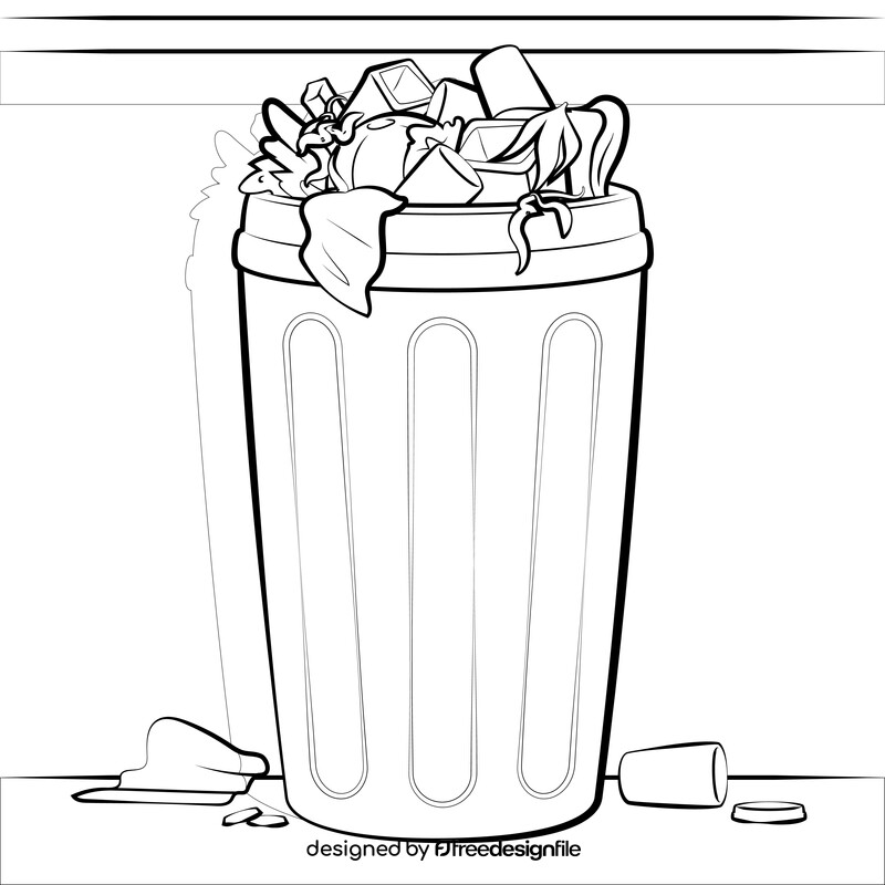 Garbage bin drawing black and white vector