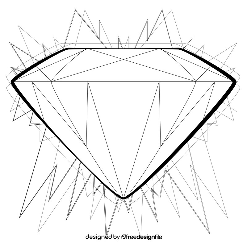 Diamond drawing black and white vector